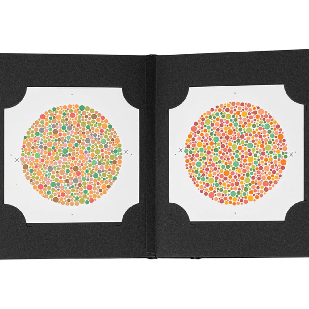 Ishihara - Libro de prueba de daltonismo de 38 placas, optometría y ceguera al color, kit de álbum de prueba para evaluar la deficiencia de visión de color rojo y verde