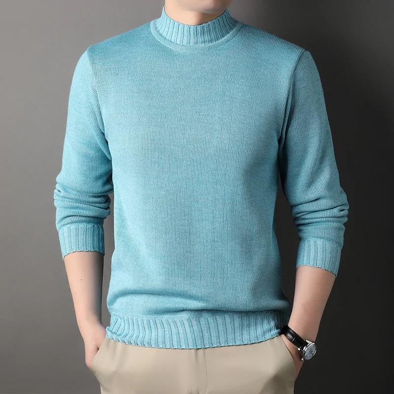 Autumn Winter Slim Knit Men Solid Neck Knitted Sweater Men' Warm Long Sleeve Knitwear Man Pullover2