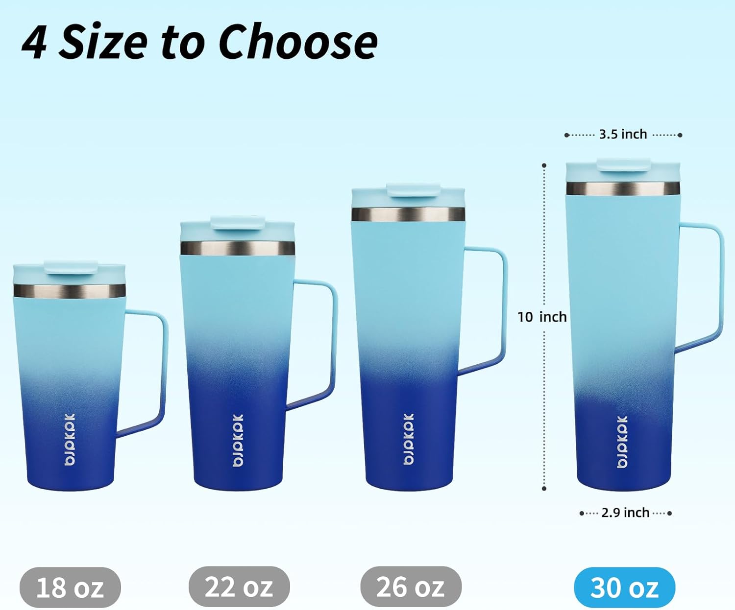 BJPKPK Insulated Tumbler with Handle, 30oz Insulated Tumblers with Lid and Straw, Stainless Steel Metal Water Bottles, Coffee Travel Mugs, Cups, Sky - Image 5