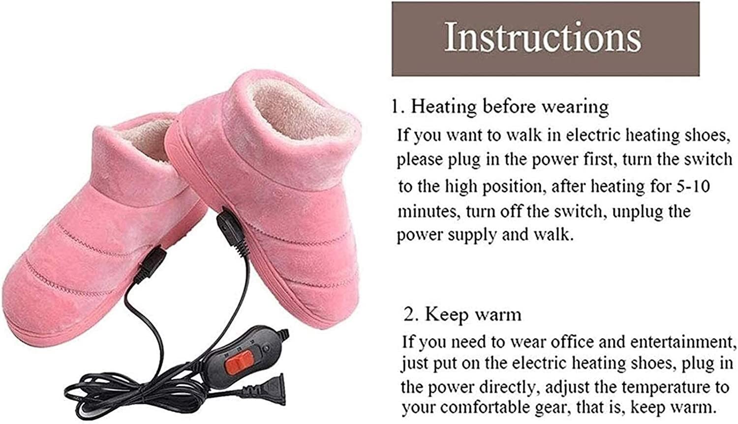 Scaldapiedi Elettrico,Scaldapiedi Scaldapiedi Elettrico Stivaletti Riscaldanti Elettrici Scarpa a Infrarossi Pad Caldo Pantofola Riscaldante Peluche Caldo Suola Antiscivolo Durevole Suola Antiscivolo