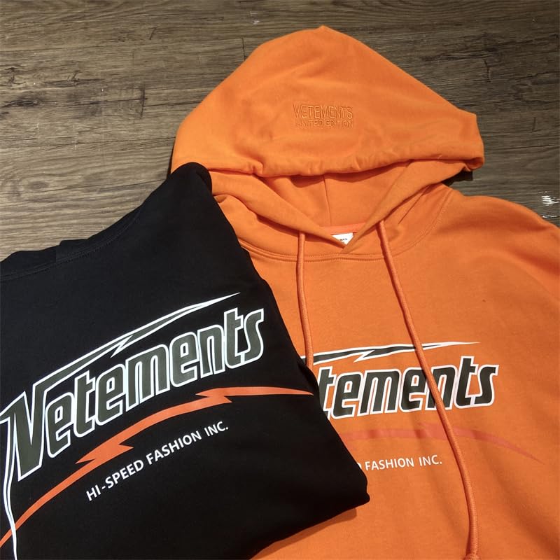 Hi Speed Vetements Men Women Hoodie 1:1 Pullover Orange Black
