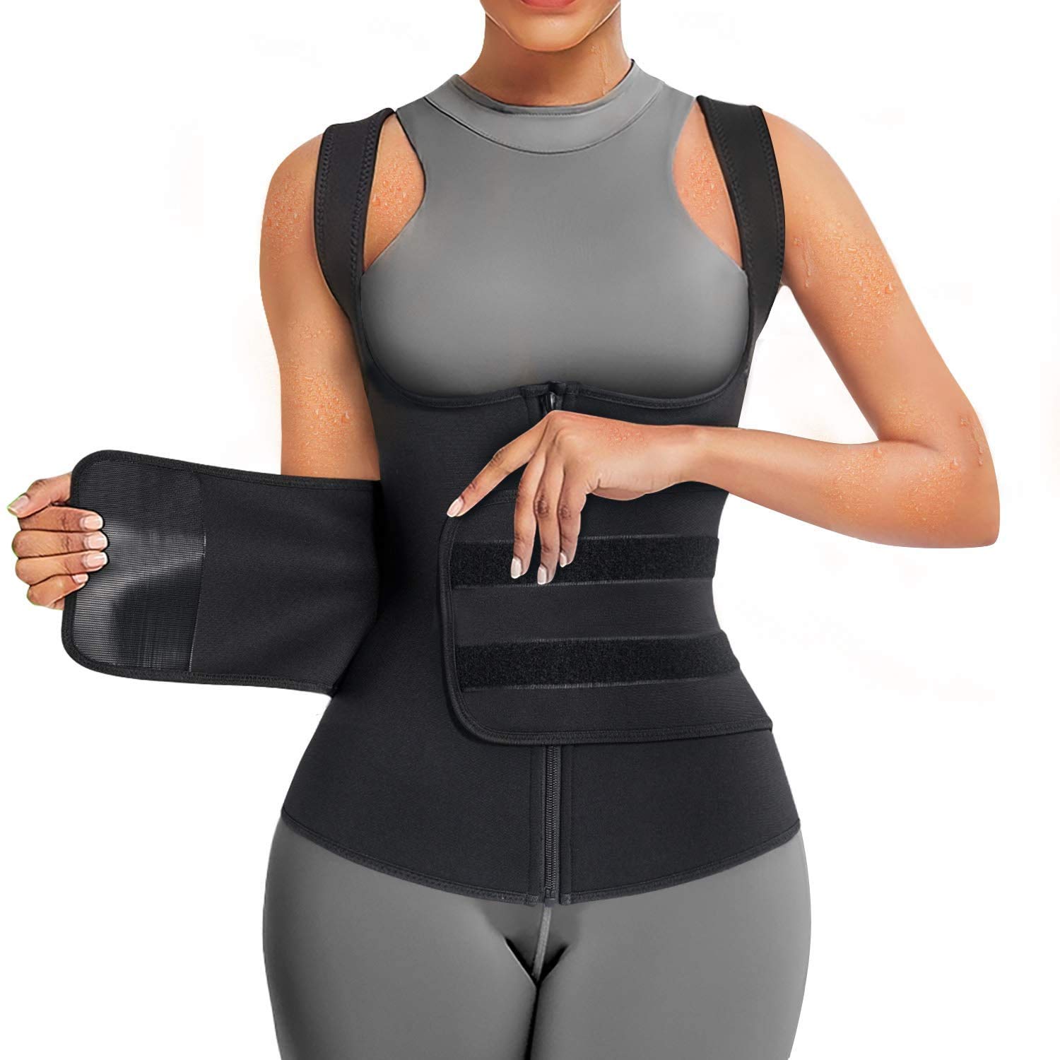 Sauna Weight Loss Sweat Hot Shaper Neoprene Tank Top Waist Trainer Belt Heat Trapping Slimming Gym Workout Body Shaper