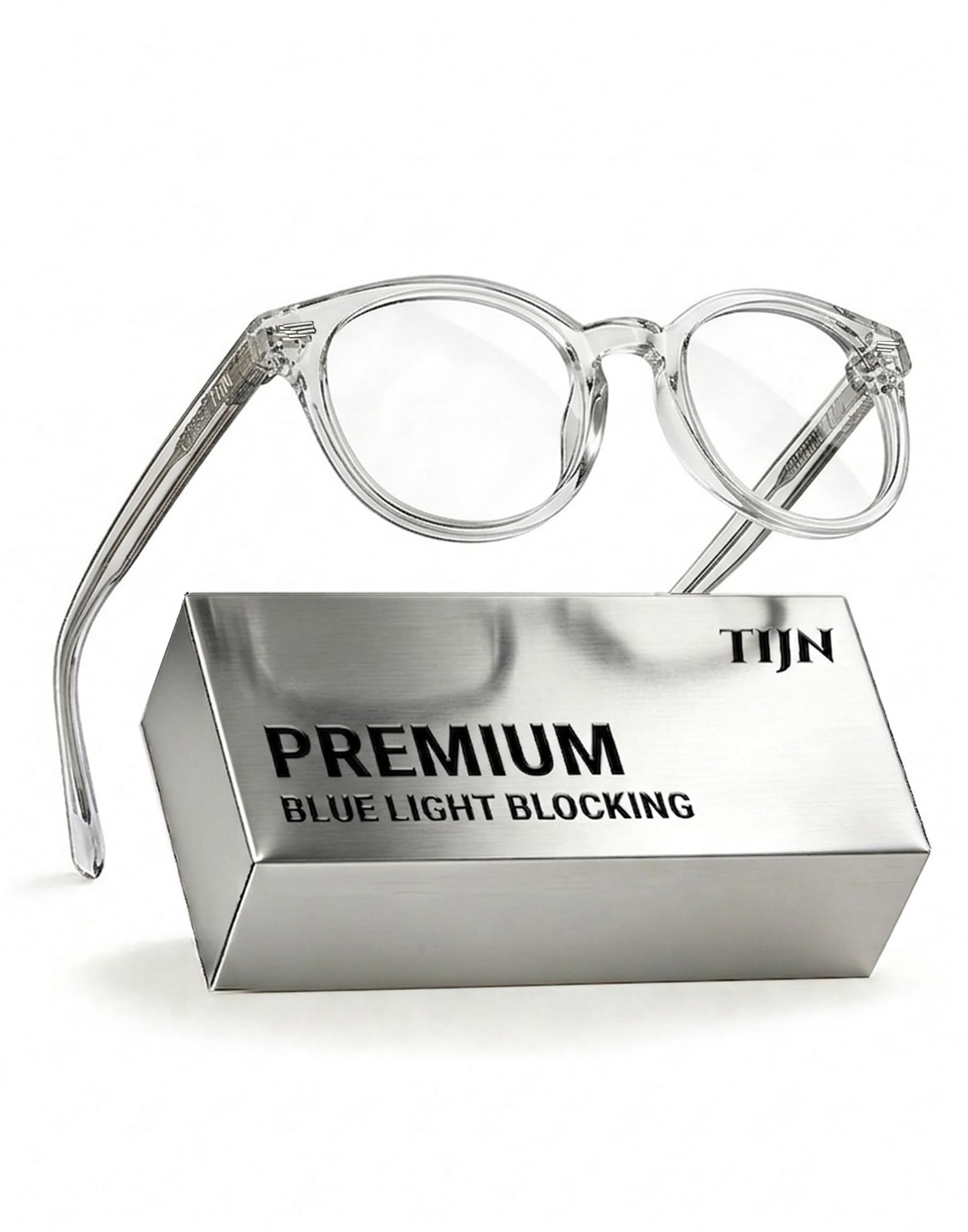 TIJN Blue Light Blocking Glasses Men Women,Vintage Round Frame Eyeglasses | Flexible Lightweight Frames,Red Orange Clear Lens for Computer Gaming Sleep Daily,Anti UV Blue-Ray Glare Screen Fatigue