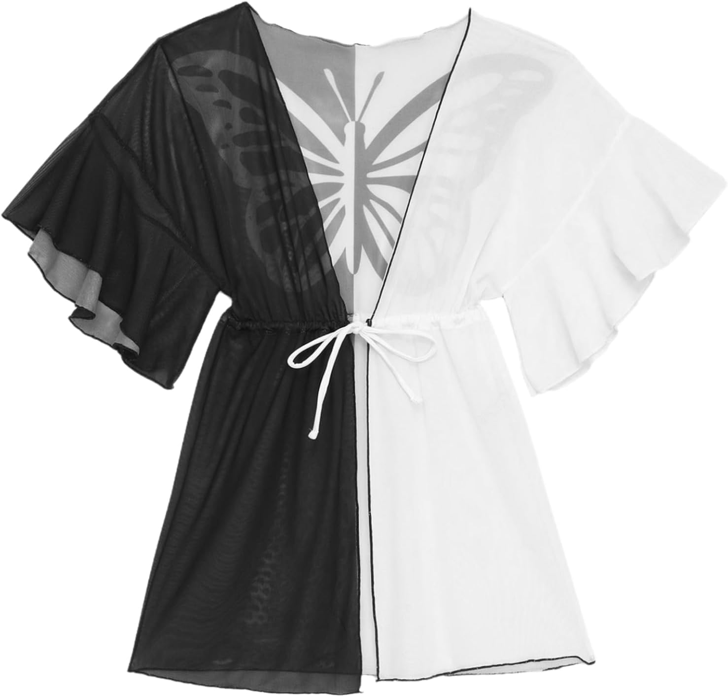 Sxiwei Girls Butterfly Print Beach Coverup Kids Swim Cover Ups Summer Seaside Beach Sports Swimsuit