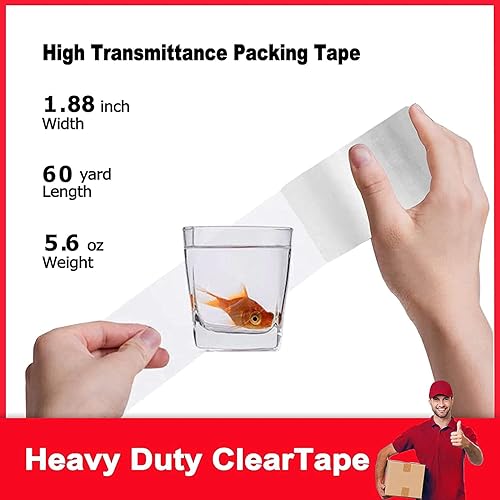 Miniatura 5 de SCESSPACK Cinta de embalaje (12 rollos), 2.7 mil, cinta de embalaje resistente para envío y sellado en movimiento, 1.88 pulgadas x 60 yardas por