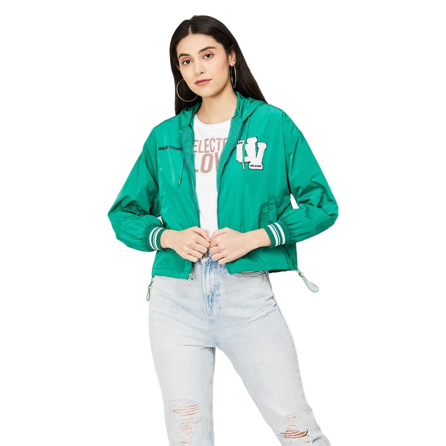 ginger Women Green Nylon Regular Fit Solid Jacket_XS-picture-15