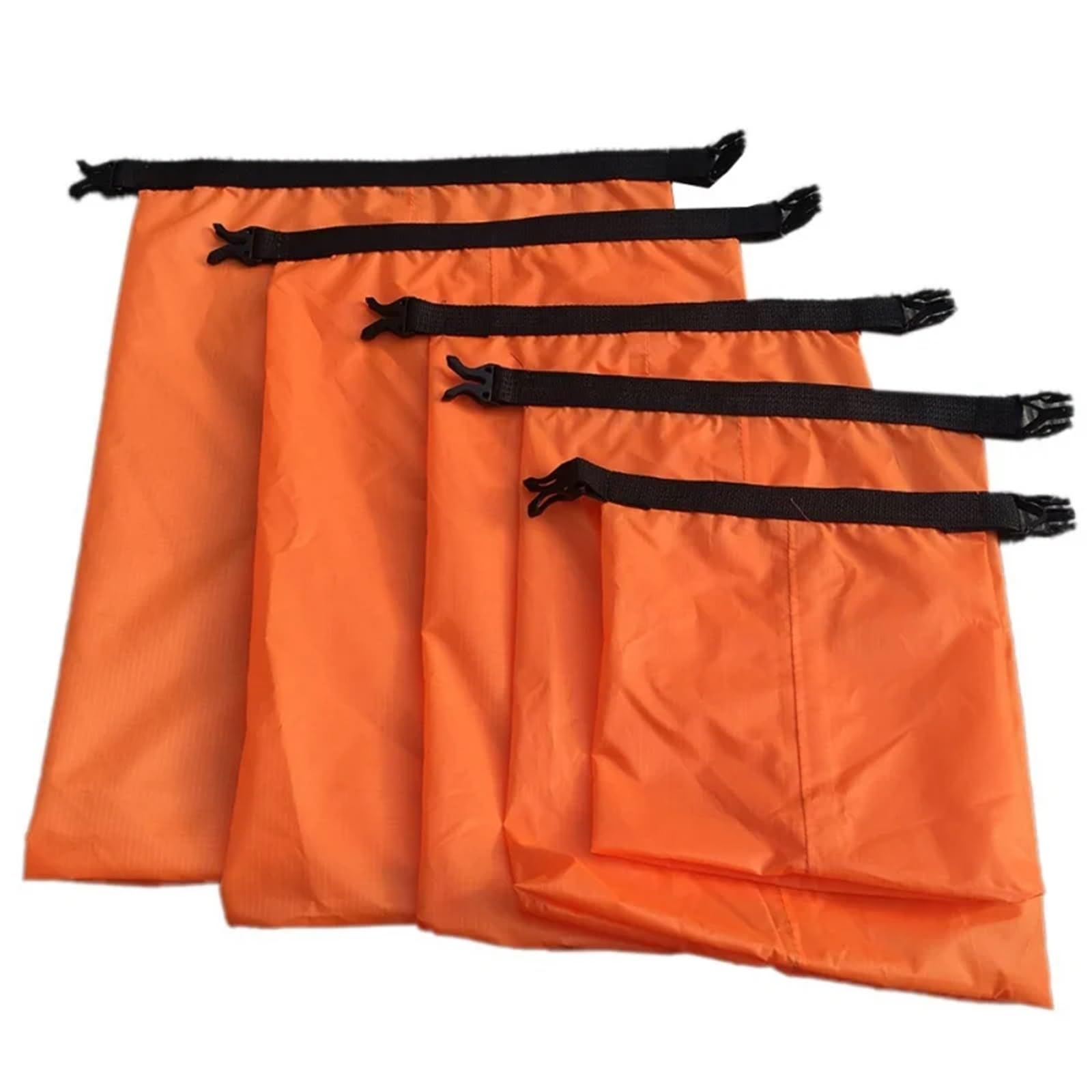 Sac Étanche Sac Sec de Natation étanche en Plein air, 5 pièces, Sac Rangement à Boucle Plage, Sacs Camping la dérive et plongée apnée avec Crochet Sangle réglable(Orange)