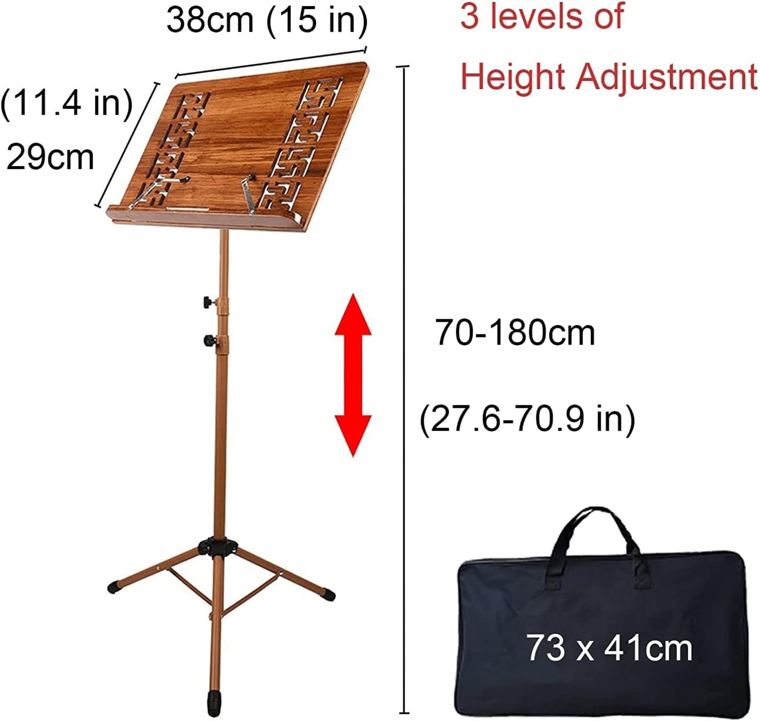 Pupitre portable en bois réglable en hauteur de 71,1 à 180,3 cm, support pliable pour partitions de musiciens au sol, style 1, idéal pour une utilisation à la maison et sur scène
