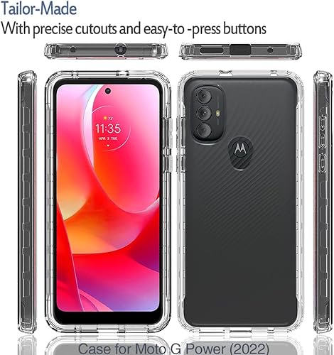 Miniatura 5 de Funda transparente compatible con Moto G Power 2022 con protector de pantalla de vidrio templado, bonito protector de cristal a prueba de golpes,
