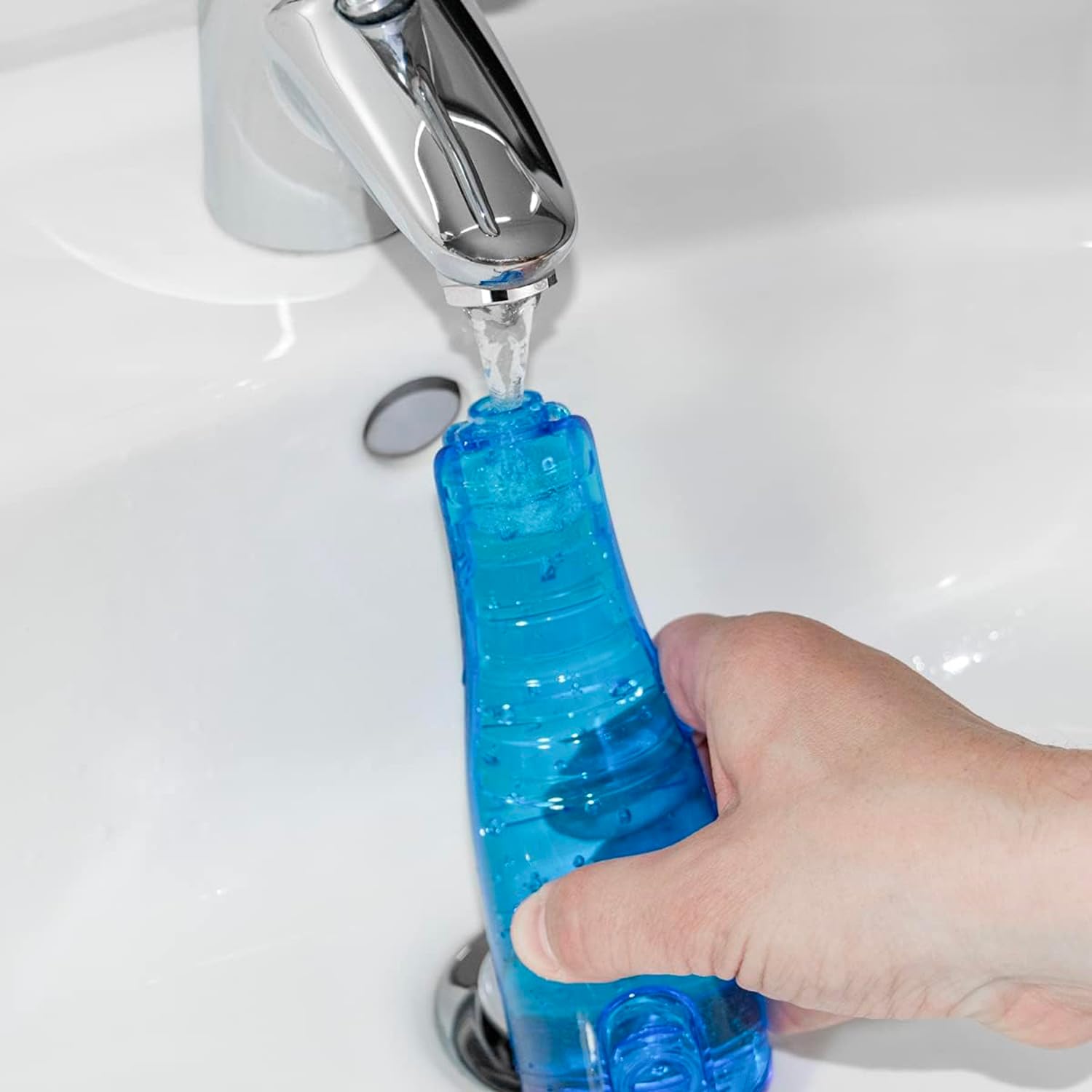 Idropulsore a Batterie per la Pulizia di Denti e Gengive - Idropulsore senza Fili con Serbatoio dell'Acqua nel Manico e 3 Potenze di Pressione, 100-240V