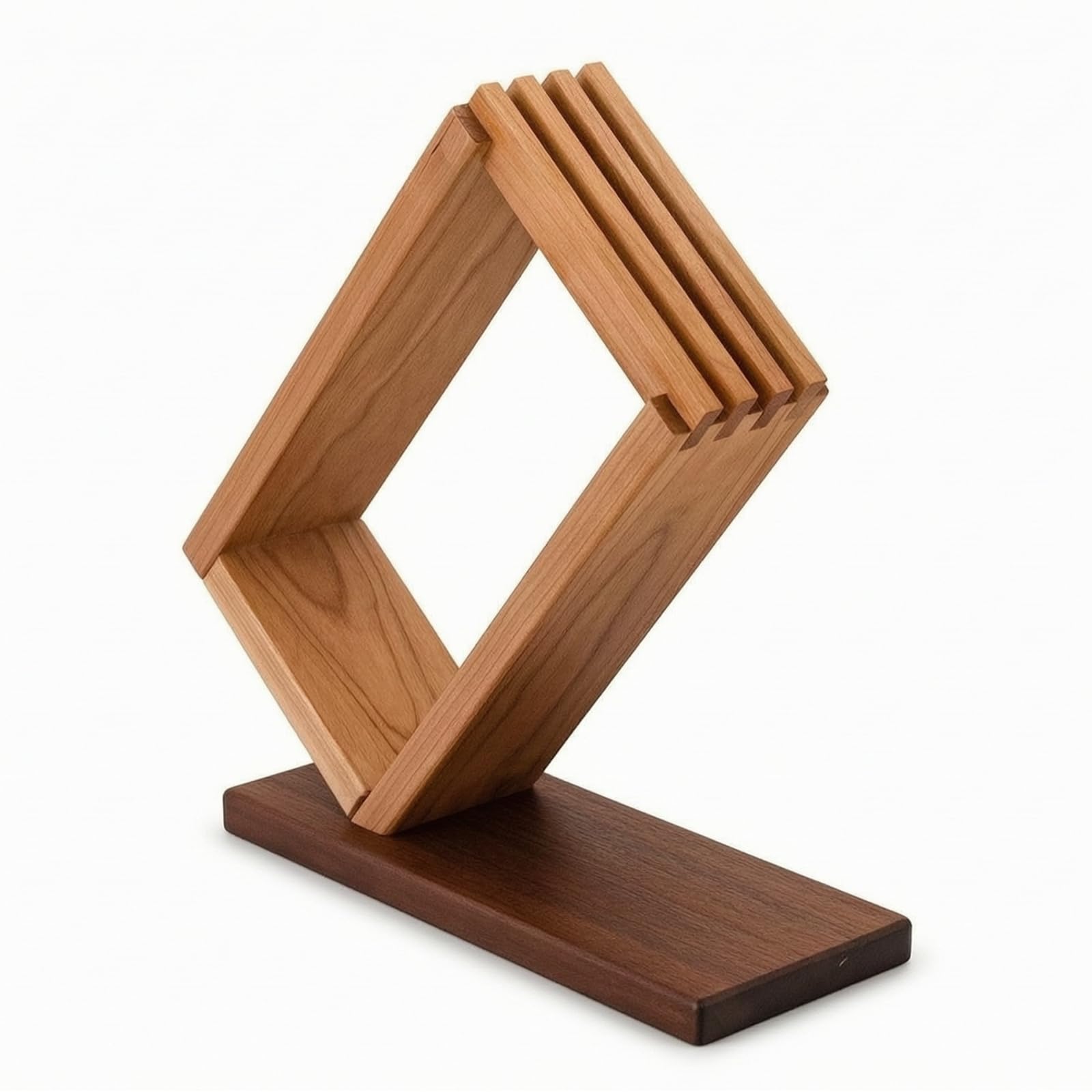 Organizador Cuchillos Estable Portacuchillos Multifuncional Soporte para Cocina, Encimera, 29cm X 29cm X 10cm, Soporte Inclinado De 3 Ranuras De Madera Maciza