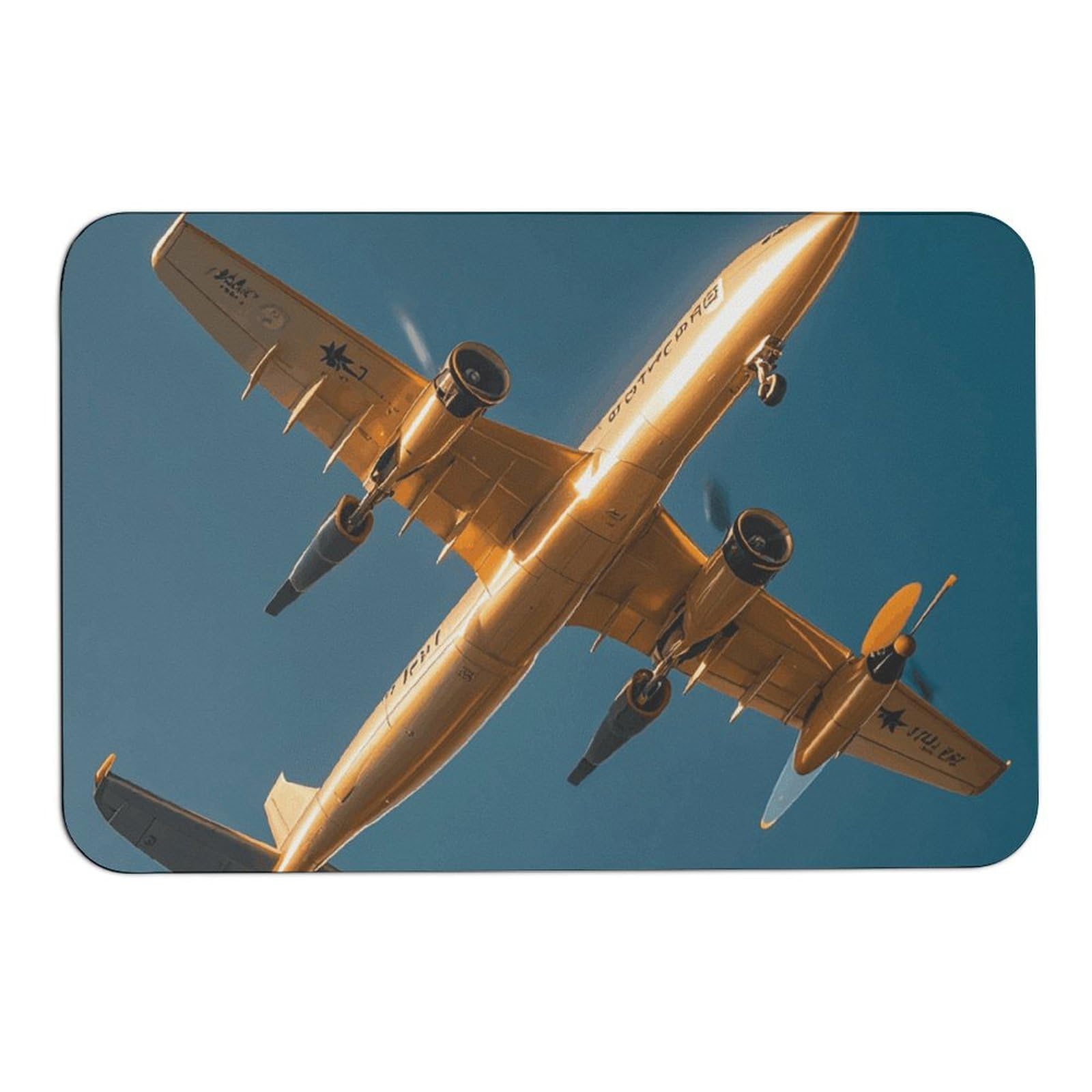 Tapis de sol motif avions doré 60x40 cm antidérapant