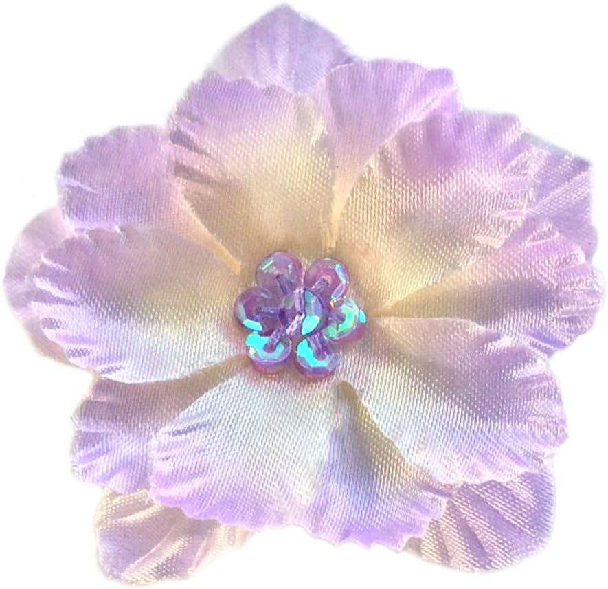 Cuteque International 6-Piece Satin Gladiola Flower with Matching Color Sequin Clusters Sewn in Center, 2.25-Inch, Lilac