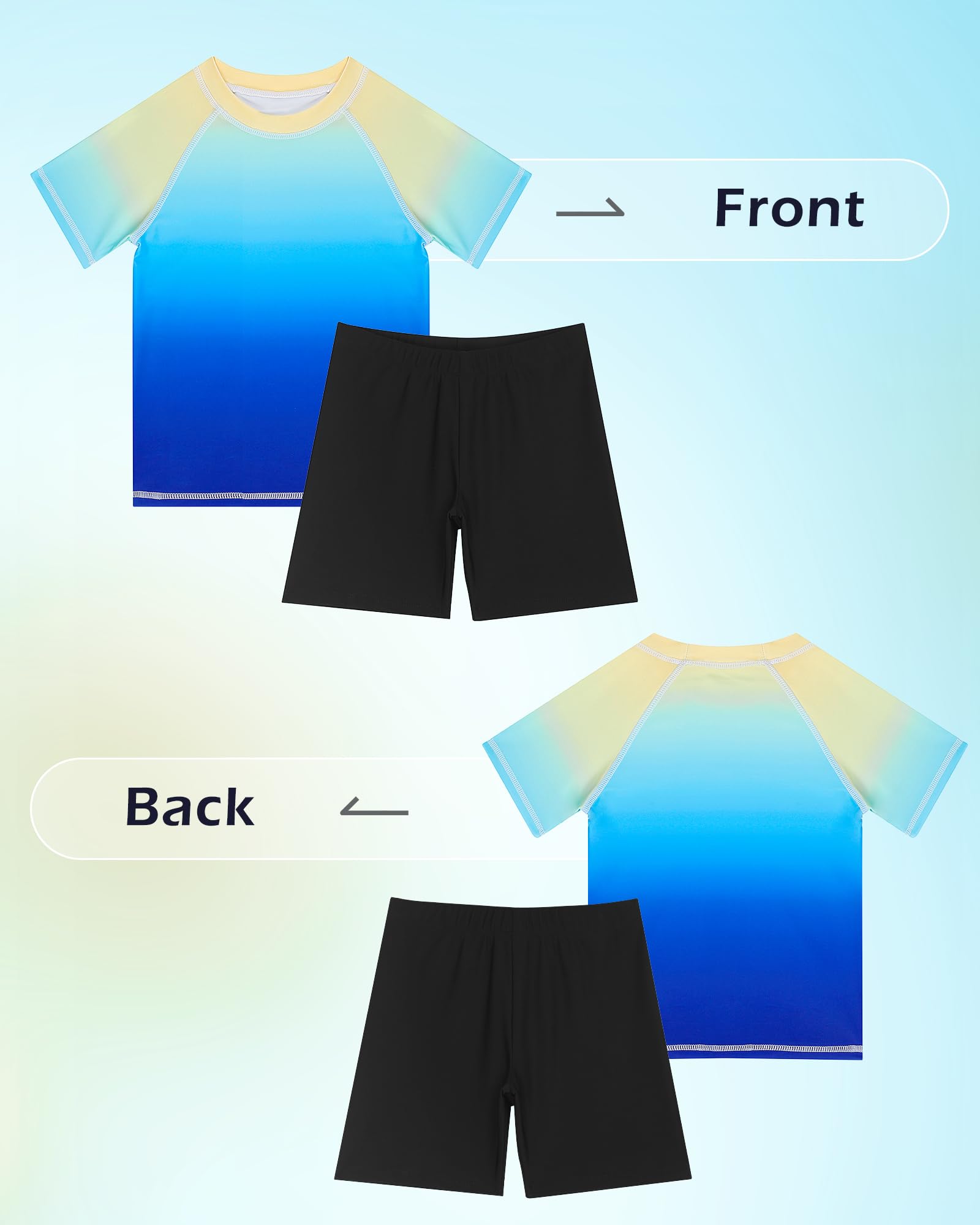 KAKU NANU Badeset für Jungen (110–158) 3-teilig Kurzarm Rashguard Shirt mit Badeshorts & Badekappe Sonnenschutz Schwimmbekleidung für Kinder Schnelltrocknend
