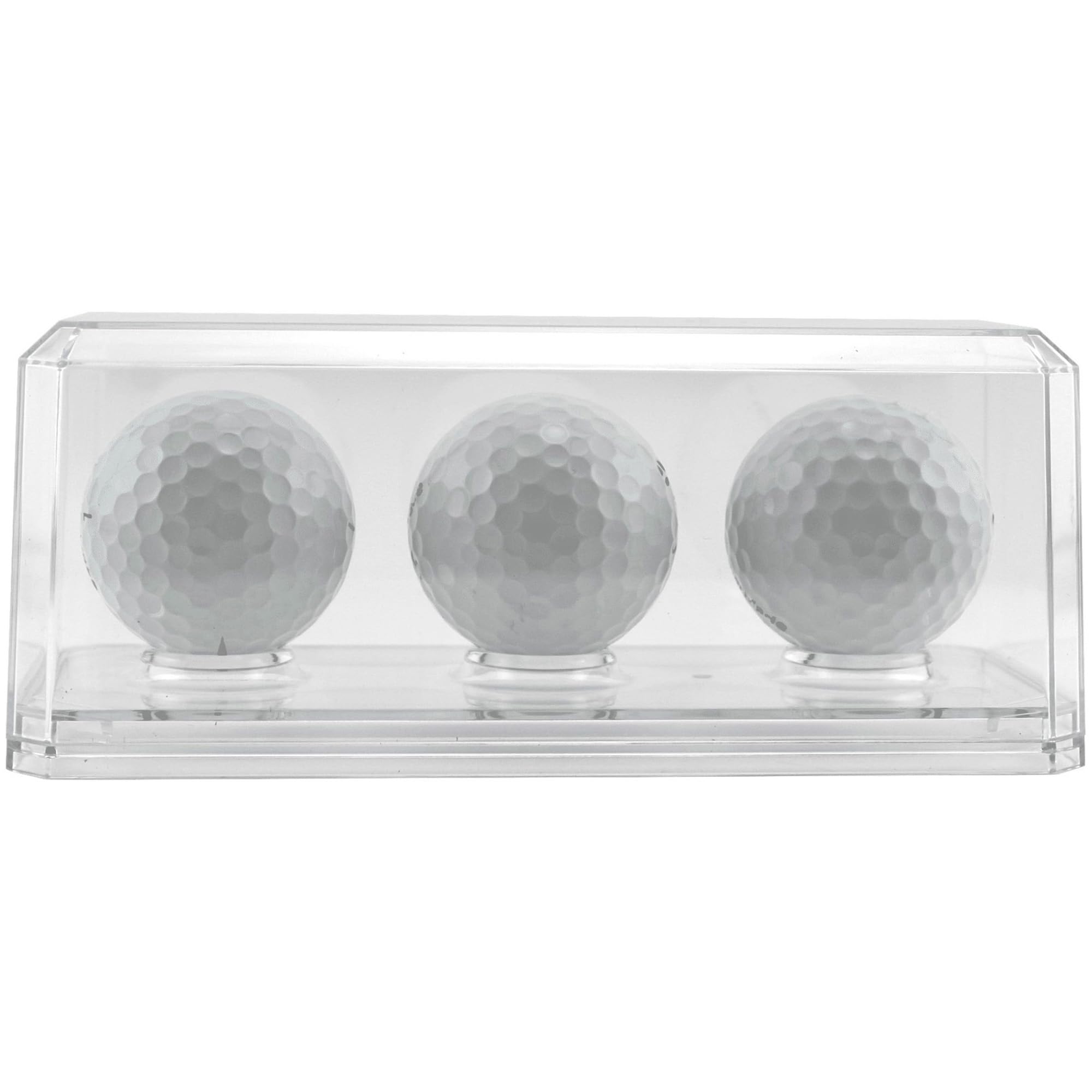 Pioneer Plastics 143C3GOLF-BC Clear Plastic 3 Golf Ball Display Case with Clear Base, 6.125