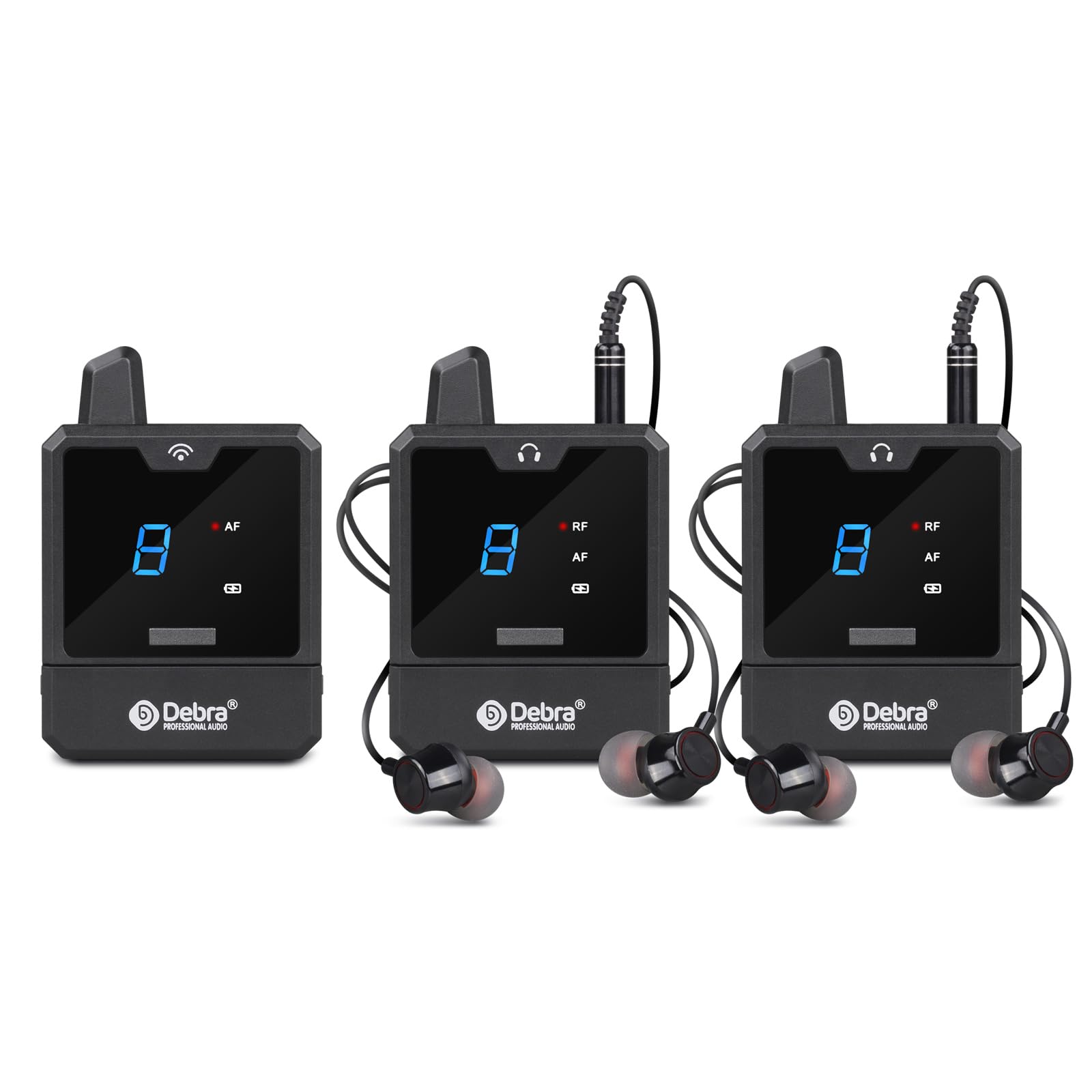 D Debra Audio ER-Mini UHF Portable Wireless in-Ear Monitor System with Monitoring Type for Stage, Band, Recording Studio, Musicians, Monitoring (with 2 Receivers)