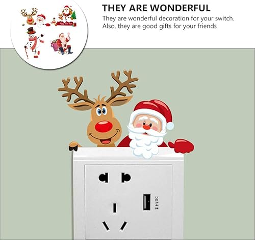 Miniatura 5 de ABOOFAN Adhesivo de pared extraíble con interruptor de luz de Navidad, 4 unidades