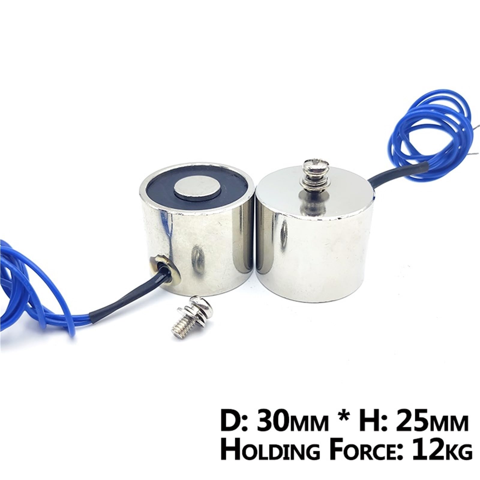 30/25 DC 12V Elettromagnete 30/25 Cilindro Magneti Elettrici 12KG/120N Forte Solenoide Elettromagnetico Ventosa 1 Pz