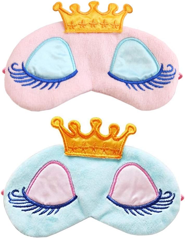 2-Pack Women Girl’s Sleeping Eye Mask Princess Crown Eyelash Cosplay Blindfold Travel Party Eye Mask