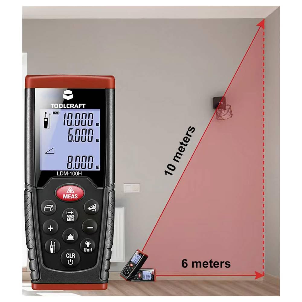 TOOLCRAFT LDM100H Laser-Entfernungsmesser Messbereich (max.) 100m Kalibriert nach: Werksstandard (oh