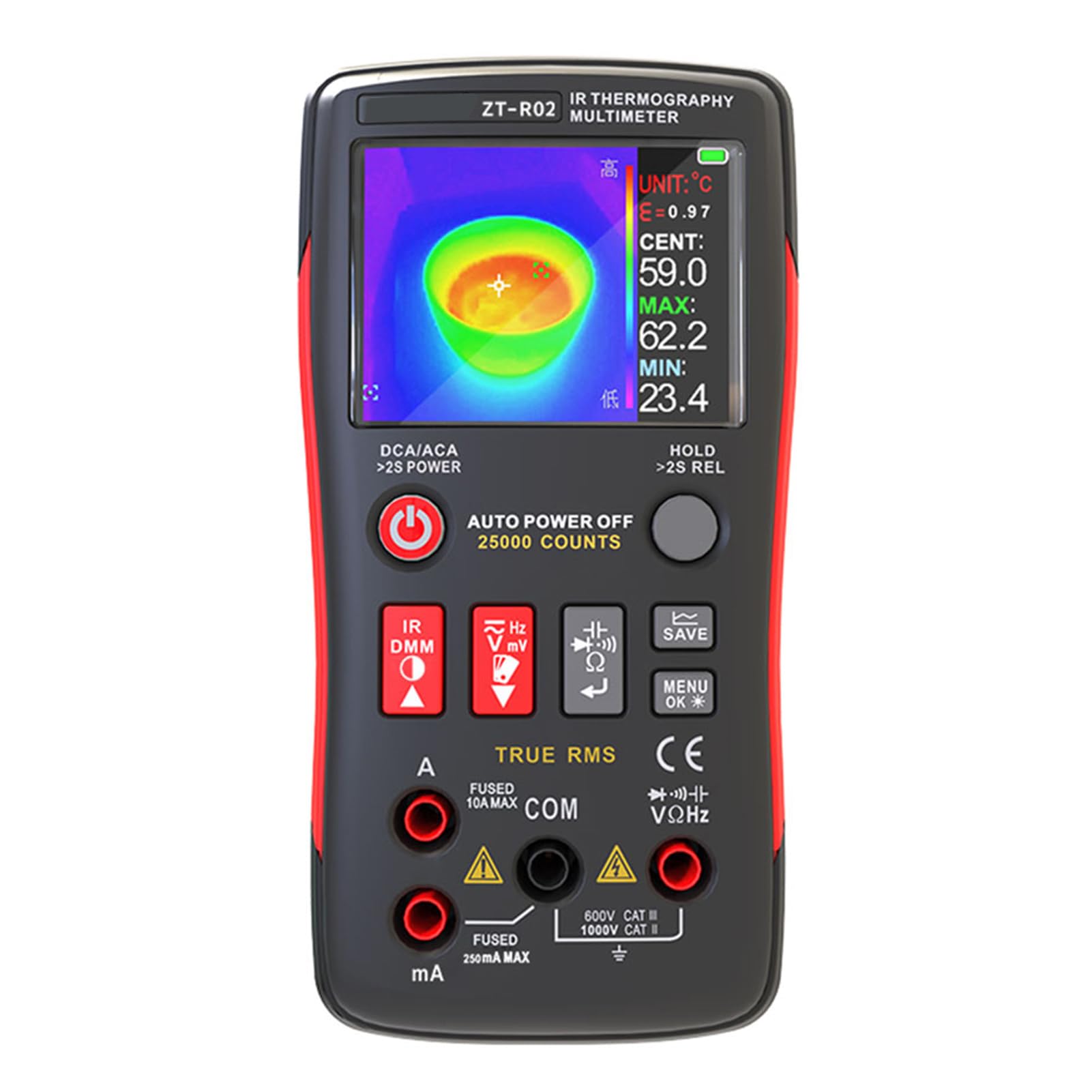 Jeffergarden Wärmebildkamera Multimeter, 96x96 IR-Auflösung TRMS (ZT R02