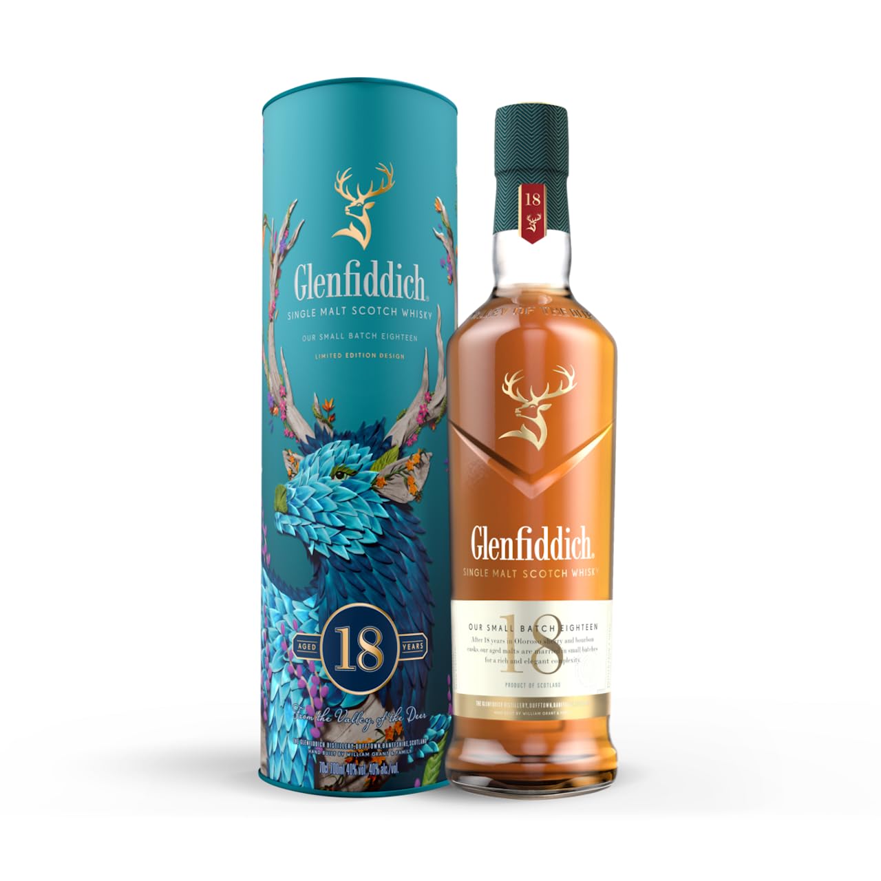 Glenfiddich18 Year Old Single Malt Scotch Whisky with Gift Box – 70cl