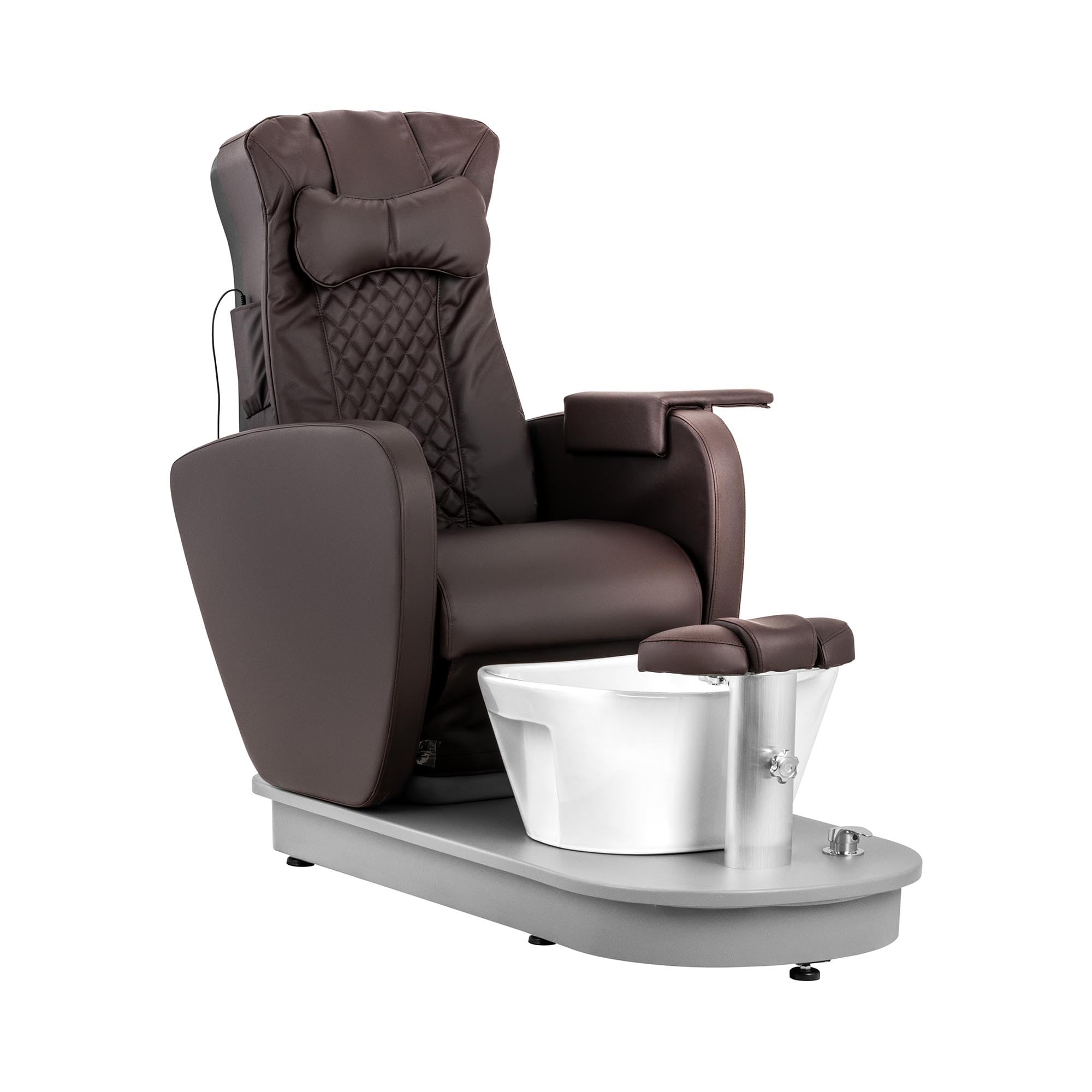 Physa Fußpflegestuhl elektrisch mit Fußwanne und 3 Massagefunktionen 120 W 200 kg braun Kosmetikliege Pedikürestuhl Stuhl für Fußpflege