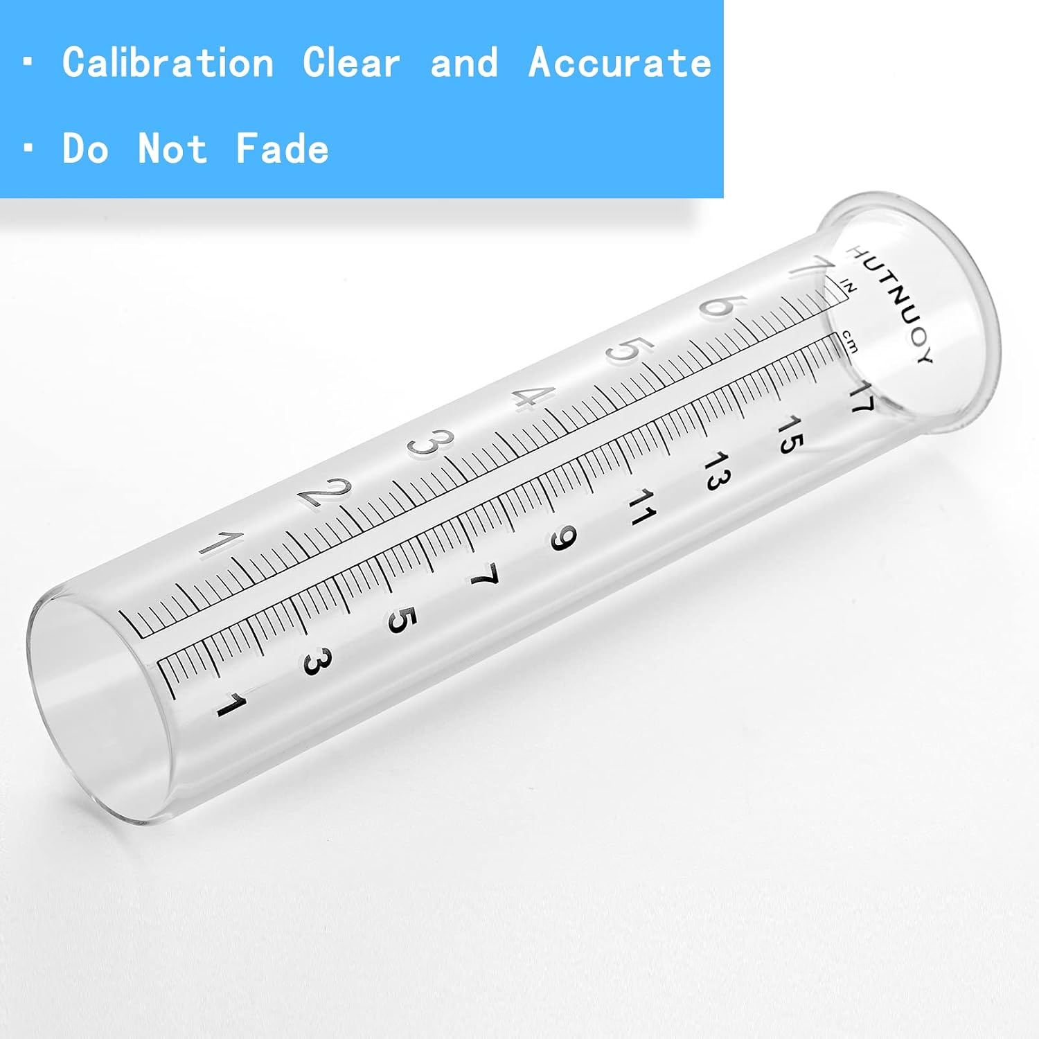 7" Capacity Rain Gauge Replacement Tube Glass for Outdoor Garden Yard Home, Lip Design, Best Rated, Easy to Read (1 Pcs)