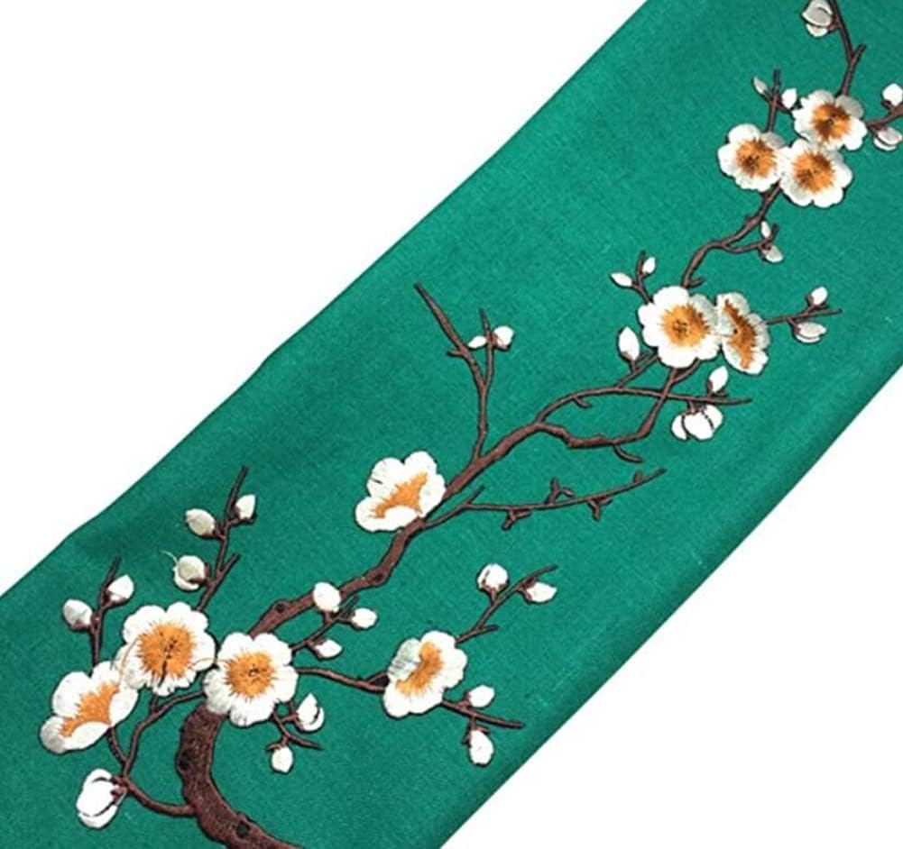 MSCFTFB 5 Pieces 14inch Long Plum Blossom Iron on Patches Floral Embroidered Patch Appliques Trimming for Neckline Shoes Jeans Clothes Repairing Embellishment Decor (Blue)