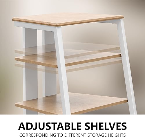 Miniatura 19 de FITUEYES Design - Estante esquinero de 4 niveles para reproductor de discos estéreo de madera, estante de audio con estantes de madera ajustables en