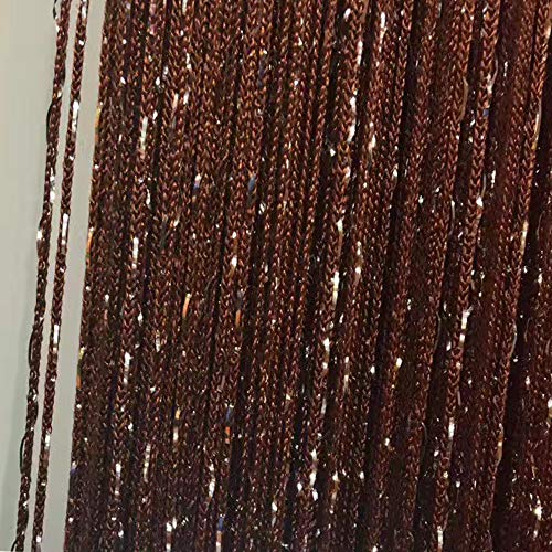 Duosuny 110x110 Inch Door String Curtain Rare Flat Silver Ribbon Thread Fringe Window Panel Room Divider Cute Strip Tassel for Wedding Coffee House Restaurant Party Parts (Dark Coffee)