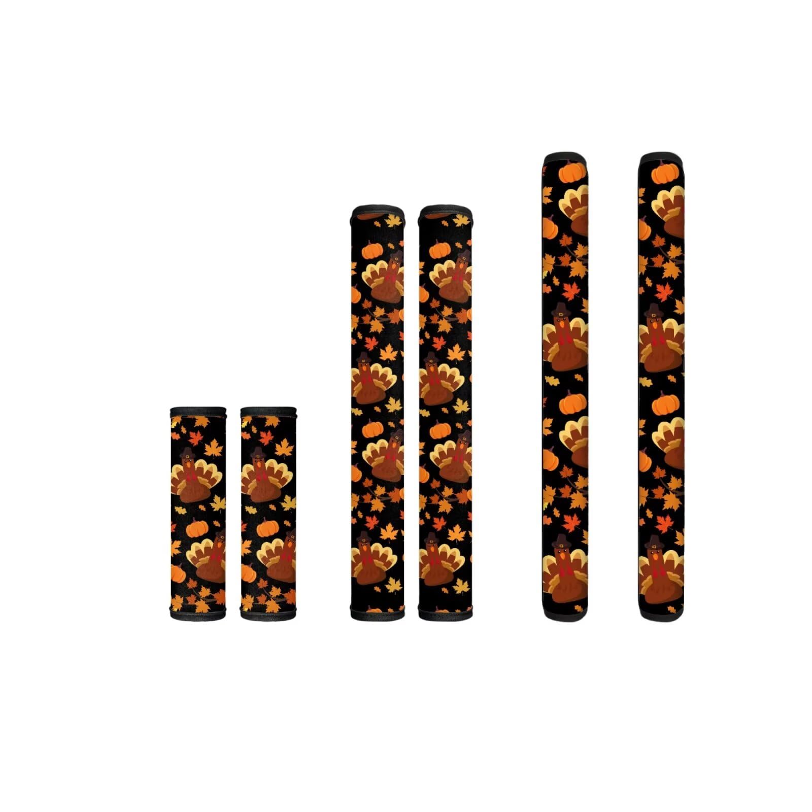Biyejit Maple Turkey Pumpkins Refrigerator Door Handle Protector Covers Set of 6 Thanksgiving Fridge Door Handle Protector Washable for Oven Microwave Dishwasher Stove