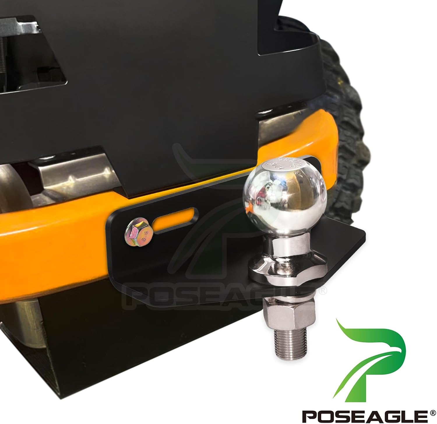 Universal Heavy Duty Zero Turn Mower Trailer Hitch with Chrome Trailer Hitch Ball, 2,000 lbs, 1-7/8-Inch Diameter, 3/4 x 2-Inch Shank and L Socket Wrench