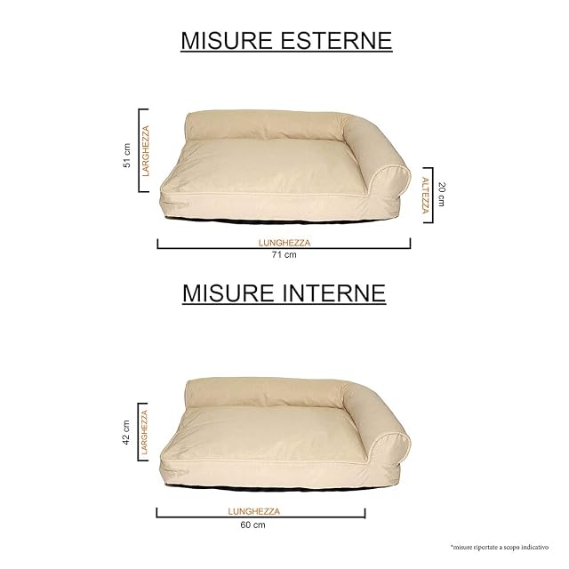 Foto 4 de 4 de Cama Sofà "Toby" para perros y gatos, beis, 71x51x20cm