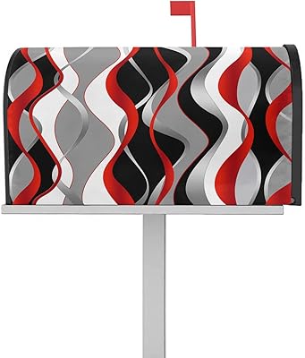 Magnetic Mailbox Cover 3D Abstract Red Gradient Lines Standard Size Removable Post Letter Box Cover Waterproof Garden Yard Outdoor Decoration