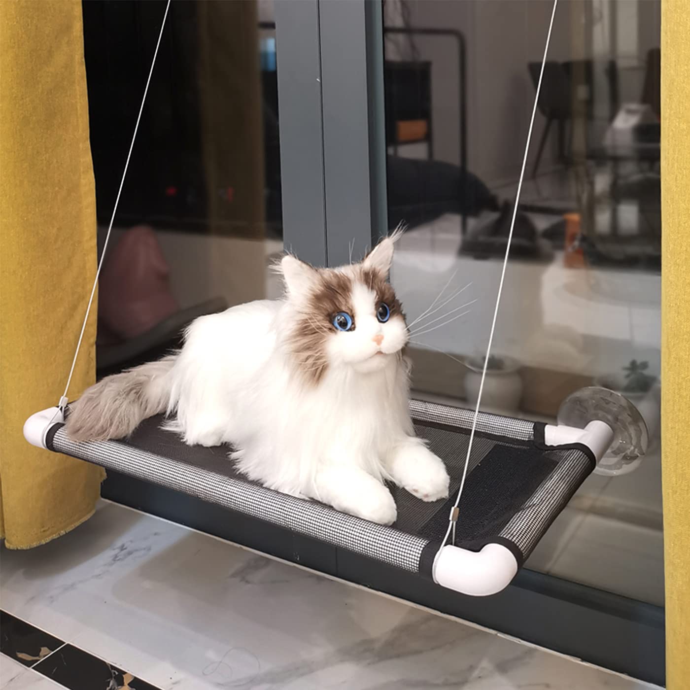 Cat Window Perch Space Saving Single Layers Hammock02 With Durable Heavy Duty Suction Cups Window Mounted Beds For Cat Kitten 360 DEGREE Sunny Resting Seat, Hm02
