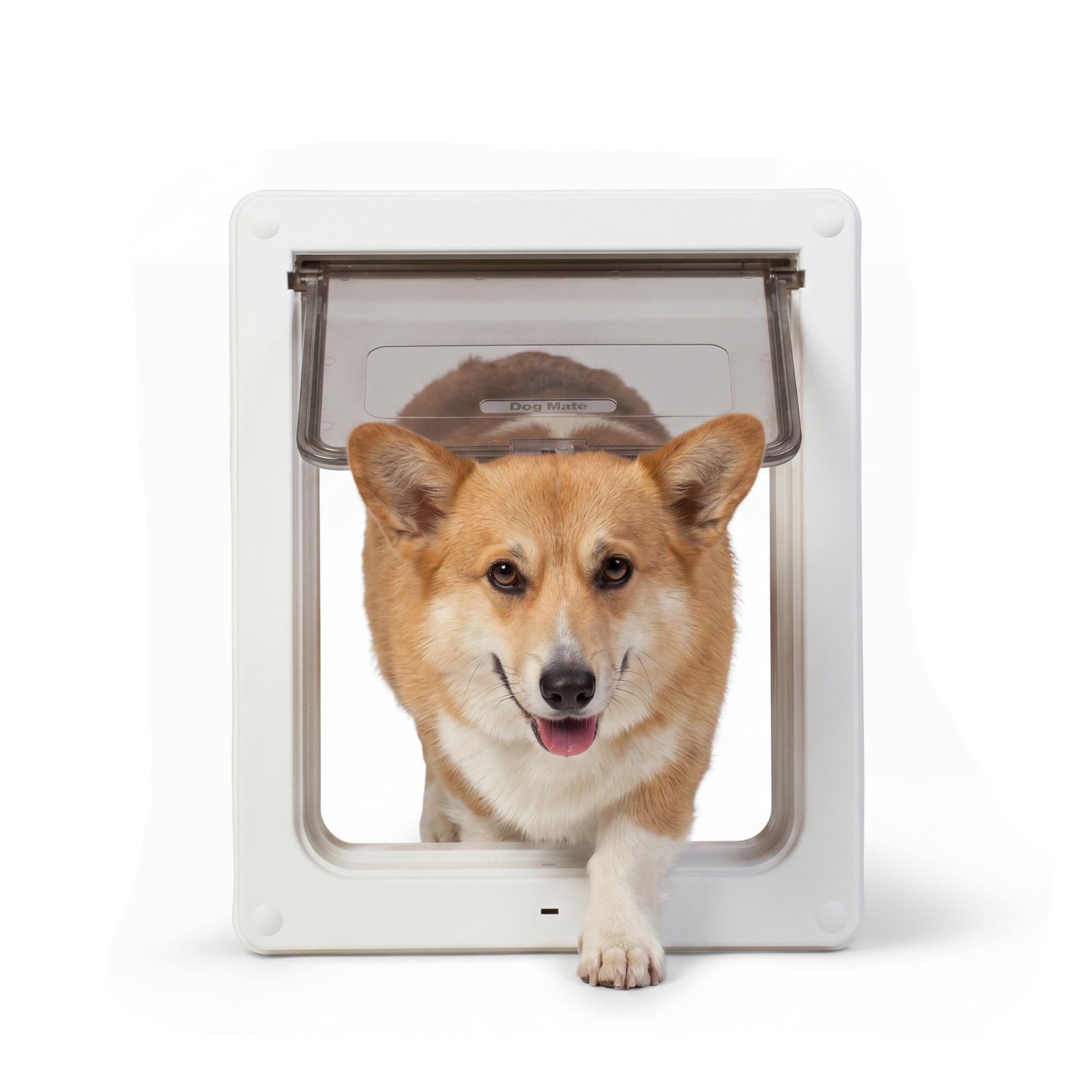 Dog Mate Medium Dog Door for Medium Dogs, Self-lining to 50mm, White