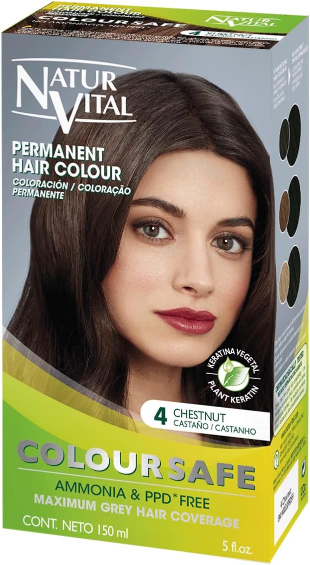 Permanent Hair Dye, Permanent Hair Color . Coloursafe, No Ammonia,Resorcinol,Parabens, or PDD. (~4 Chestnut Hair)