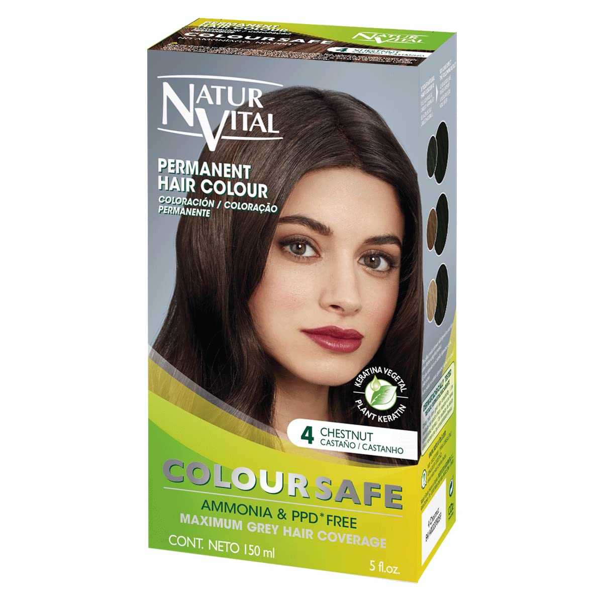 Permanent Hair Dye, Permanent Hair Color . Coloursafe, No Ammonia,Resorcinol,Parabens, or PDD. (~4 Chestnut Hair)