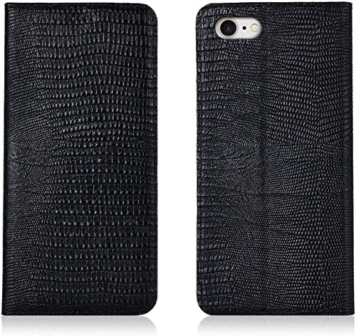 Étui iPhone SE 2022 noir effet lézard SCHIK avec porte-carte et fermeture magnétique