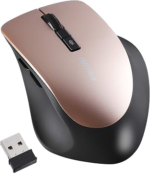 Buffalo BSMBW325BP Wireless Mouse, Silent, 5 Buttons, DPI Switch, BlueLED, Beige Pink