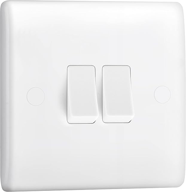 BG Electrical 842-01 Double Light Switch, White Moulded, 2-Way, 10AX
