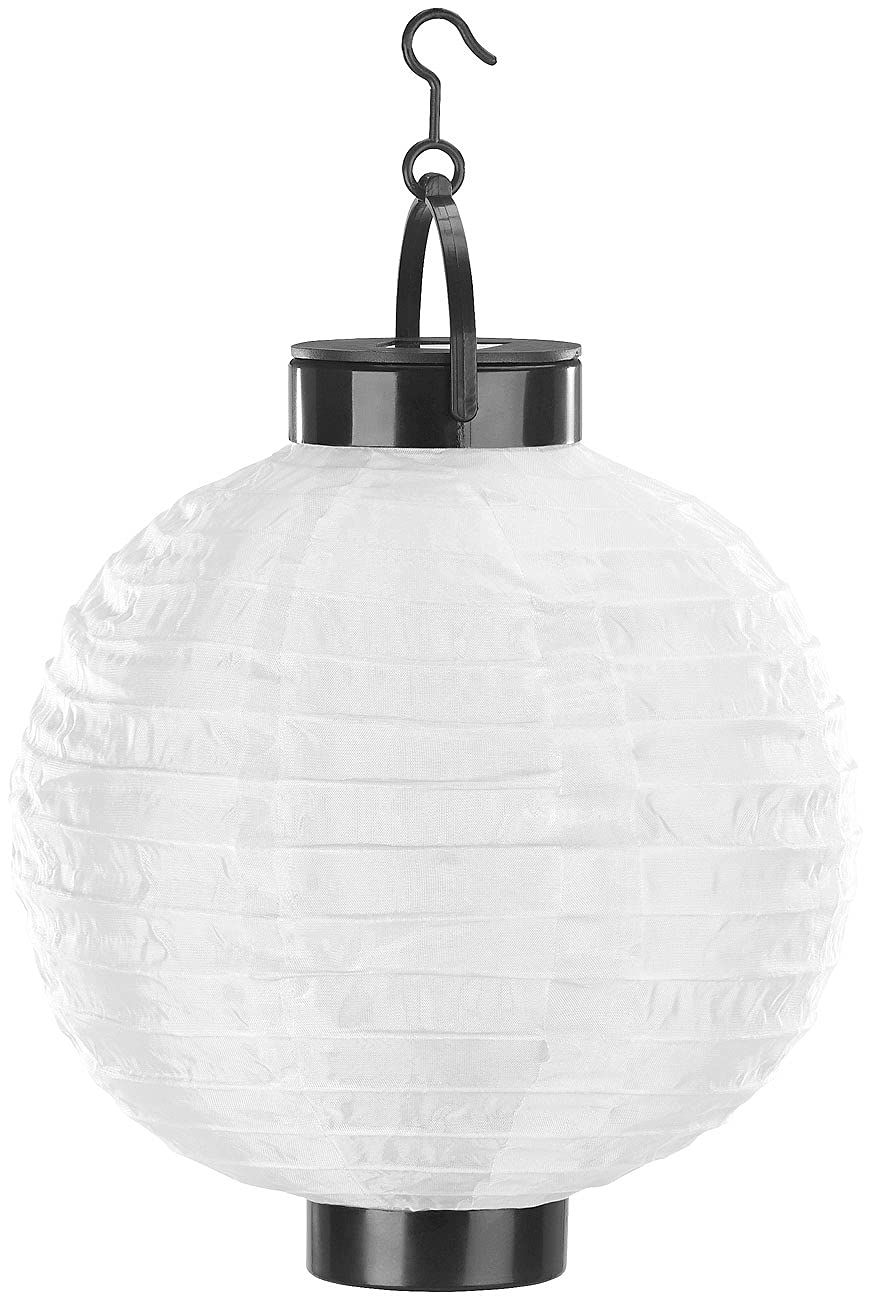 Lunartec wetterfeste Lichterkette: 12er-Set Solar-LED-Lampion, Dämmerungs-Sensor, IP44, warmweiß, 20 cm Ø (große Solar-Lampions, 30 cm, Ball)