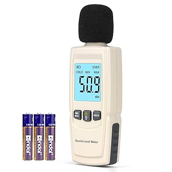 Digital Sound Decibel Meter Sound Level Reader with Measuring Range of 30-130dB - Accuracy Within +/-1.5dBA, Large Backlit LCD Display Noise Detection with Traceability Calibration Certificate