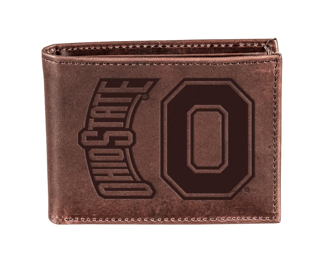 Evergreen Team Sports America NCAA Ohio State University Ohio State Brown Wallet | Bi-Fold | Officially Licensed Stamped Logo | Made of Leather | Money and Card Organizer | Gift Box Included