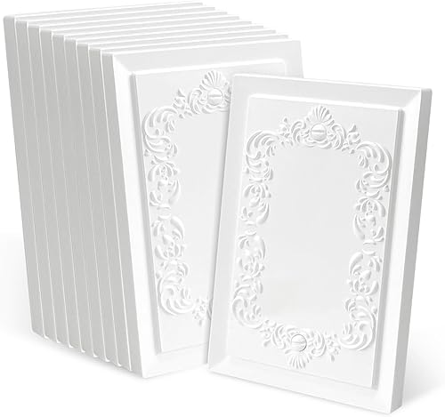 Miniatura 19 de Cubiertas de toma de corriente de diseño en relieve de pétalo estilo clásico blanco moderno, placas de pared para receptáculo eléctrico dúplex