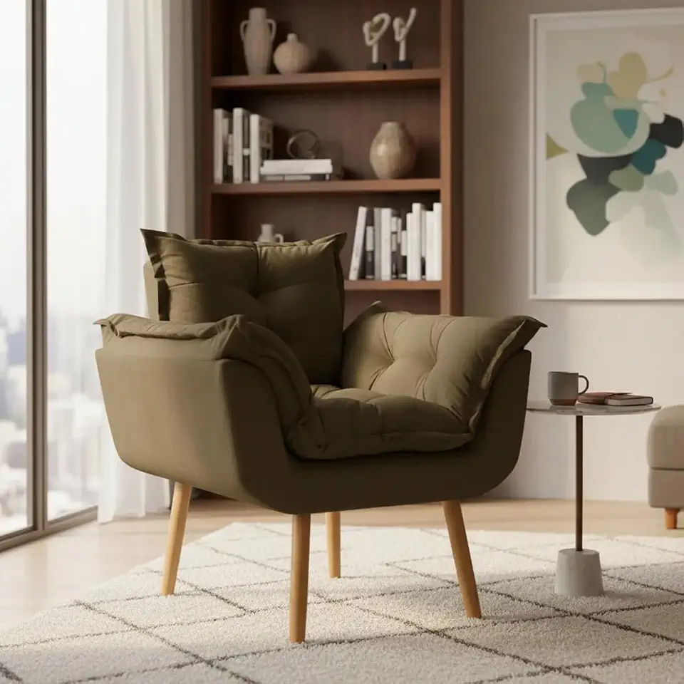 Poltrona Alice Decorativa Para Sala Cadeira Reforçada Para Recepção Manicure Clínica Sala De Espera Consultório Escritório Pé Castanho - Clique & Decore (Marrom)