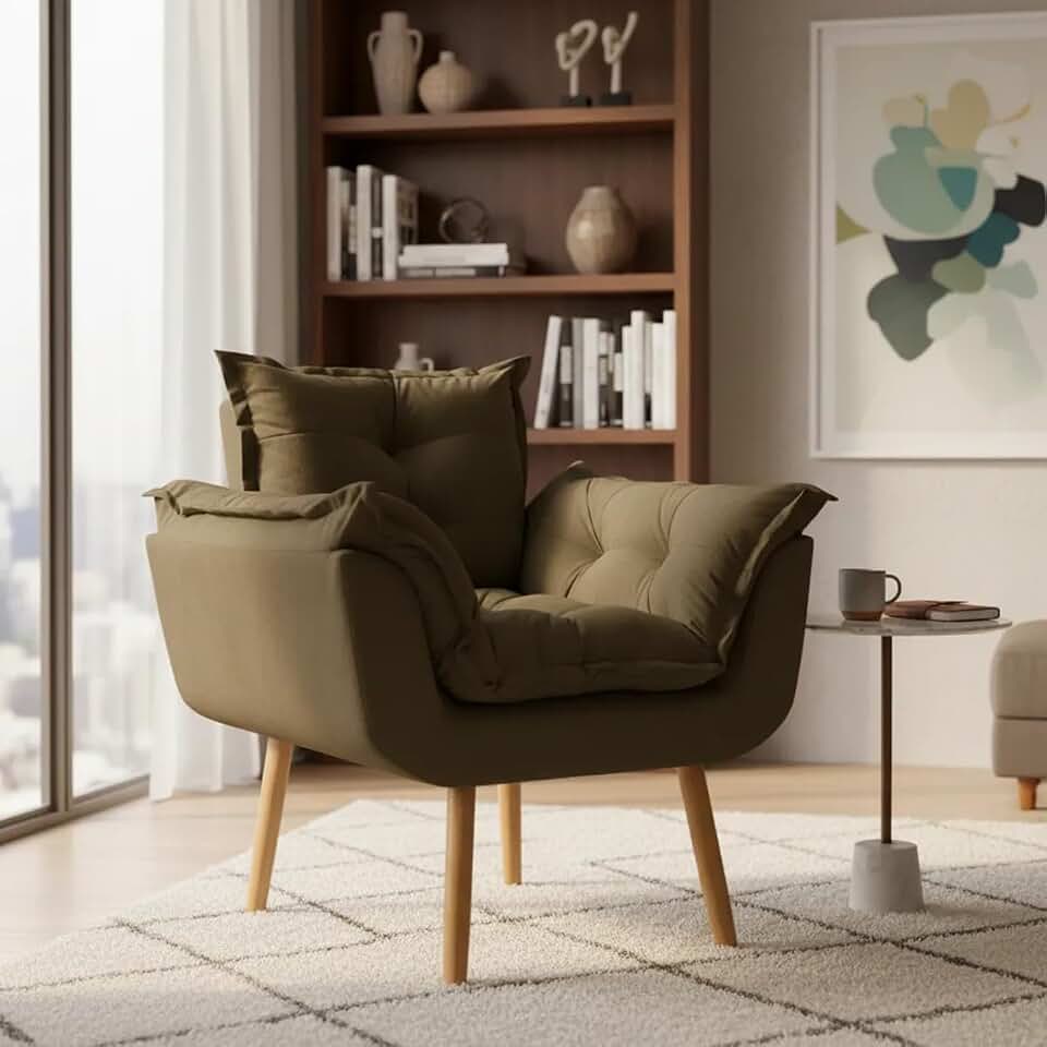 Poltrona Alice Decorativa Para Sala Cadeira Reforçada Para Recepção Manicure Clínica Sala De Espera Consultório Escritório Pé Castanho - Clique & Decore (Marrom)