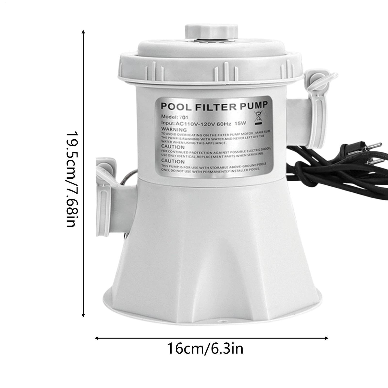 Pompa Filtro Per Piscina 1135 L/h Potente Portatile Circolazione Migliorata | Pompa Filtro Circolazione Acqua Piscina Per Giardino Patio Villa Resort Campeggio Cortile Tenuta Terrazza Deck