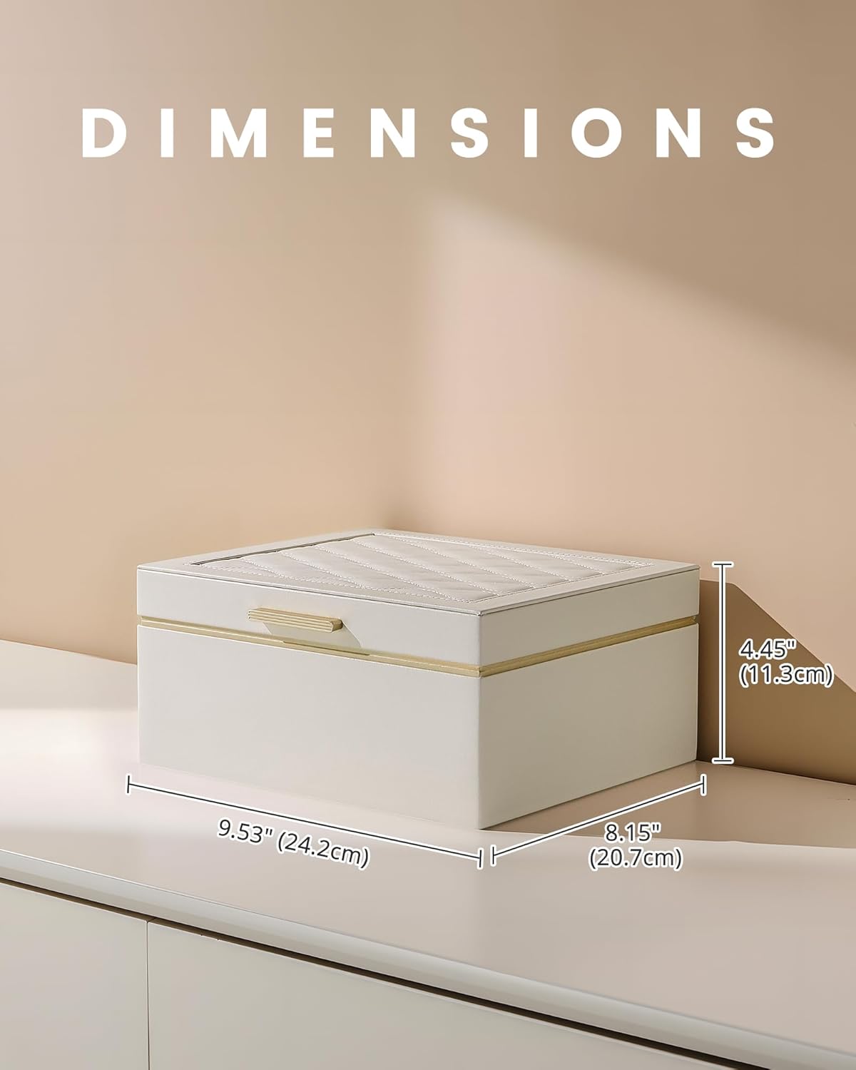 Lolalet Jewelry Box Organizer for Women Girls, 2 Layer Jewelry Organizers and Storage for Necklace Earrings Rings Bracelets, Large Jewellery Holder Case Birthday Valentine Gifts -Cream - Image 5